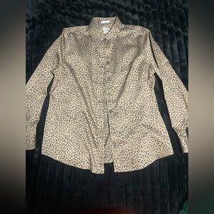 Chico's Leopard Print Button Up Shirt No Iron